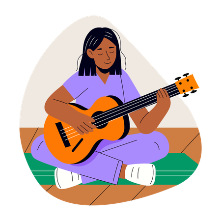 Femme jouant de la guitare  Illustration