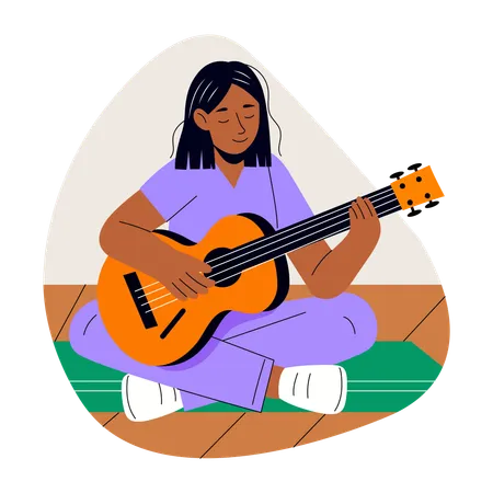 Femme jouant de la guitare  Illustration