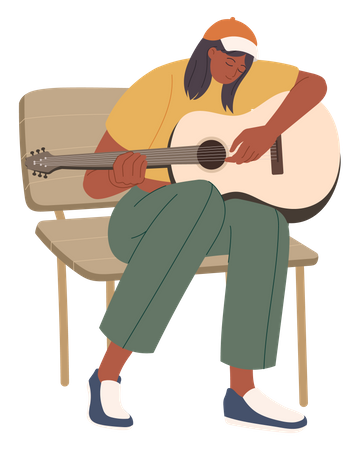 Femme jouant de la guitare  Illustration