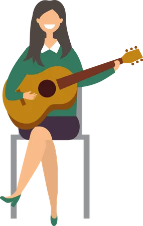 Femme jouant de la guitare  Illustration