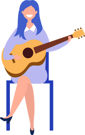 Femme jouant de la guitare  Illustration