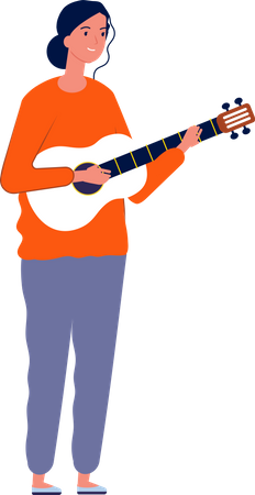 Femme jouant de la guitare  Illustration