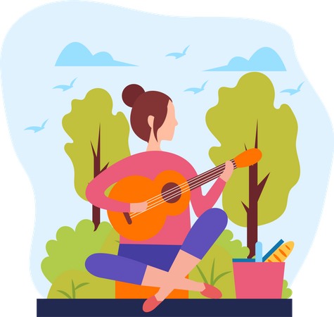 Femme jouant de la guitare  Illustration