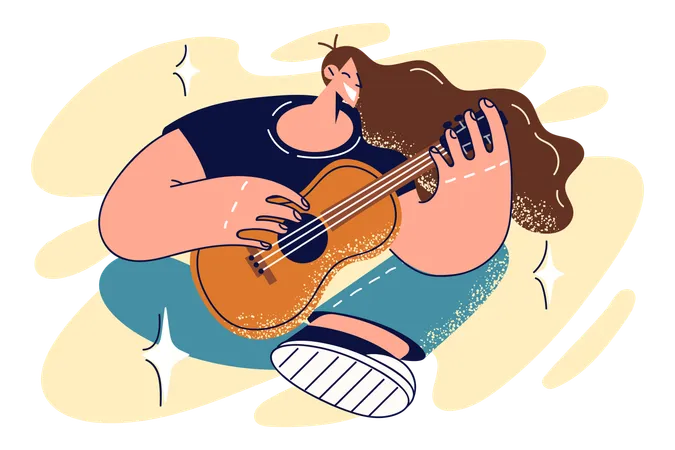 Femme jouant de la guitare  Illustration