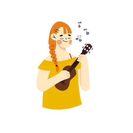 Femme jouant de la guitare  Illustration