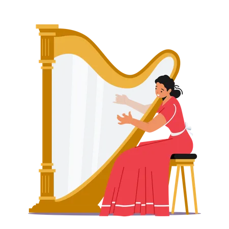 Femme jouant de la harpe  Illustration