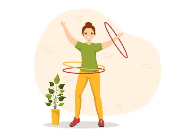 Femme jouant au Hula Hoop  Illustration