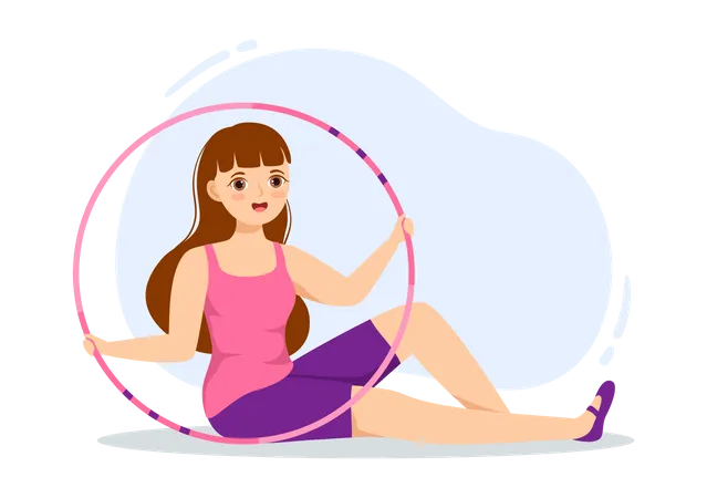 Femme jouant au Hula Hoop  Illustration