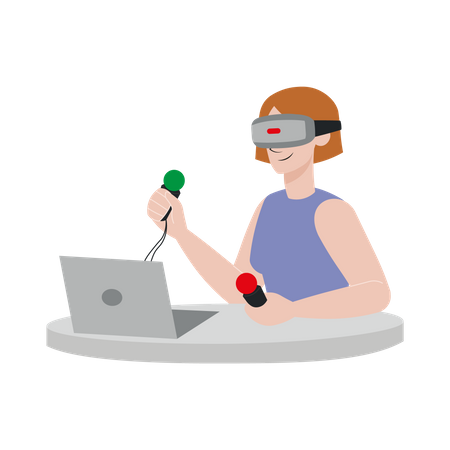 Femme jouant à un jeu vr  Illustration