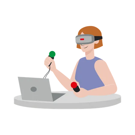 Femme jouant à un jeu vr  Illustration