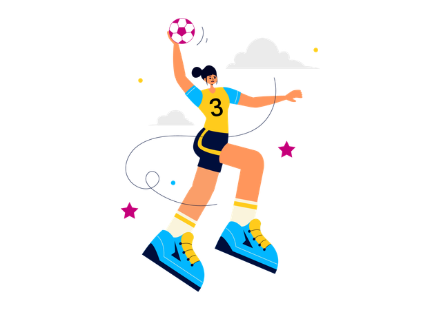 Femme joue au handball  Illustration