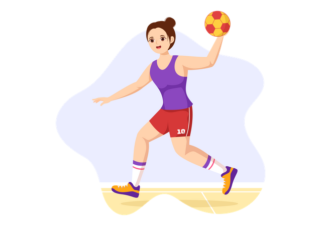 Femme joue au handball  Illustration