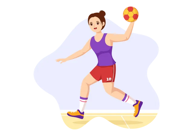 Femme joue au handball  Illustration