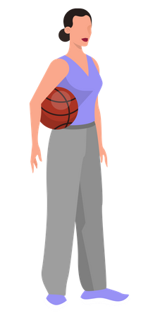 Joueur de basket-ball femme en uniforme de sport tenant le ballon  Illustration