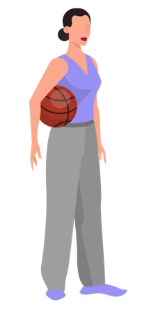 Joueur de basket-ball femme en uniforme de sport tenant le ballon  Illustration