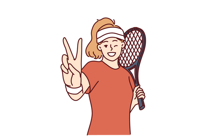 La joueuse de tennis démontre sa victoire  Illustration