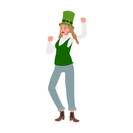 Femme joyeuse dansant le jour de la St Patrick  Illustration