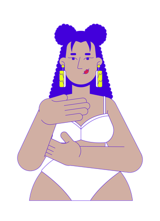 Femme latino-américaine en bikini s'examinant  Illustration