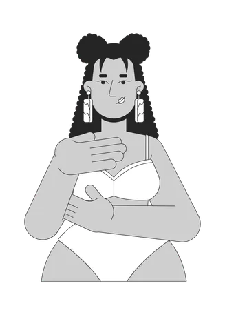 Femme latino-américaine en bikini s'examinant  Illustration