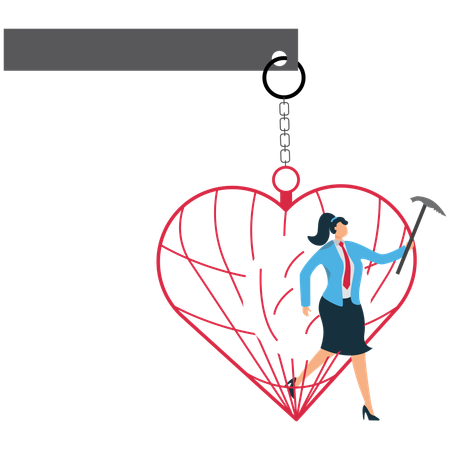 Femme libérée de la cage  Illustration