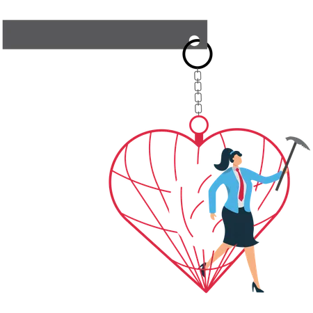 Femme libérée de la cage  Illustration