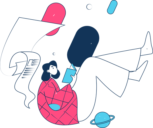 Femme lisant un livre  Illustration