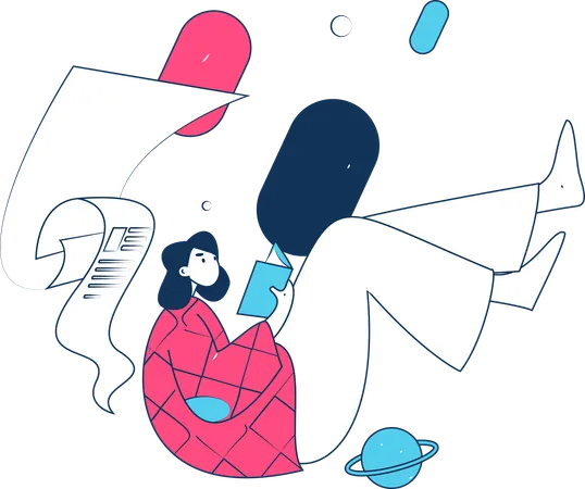Femme lisant un livre  Illustration