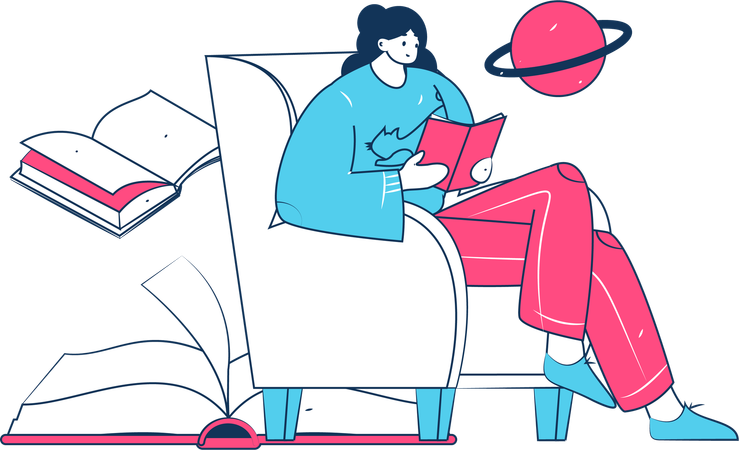 Femme lisant un livre  Illustration