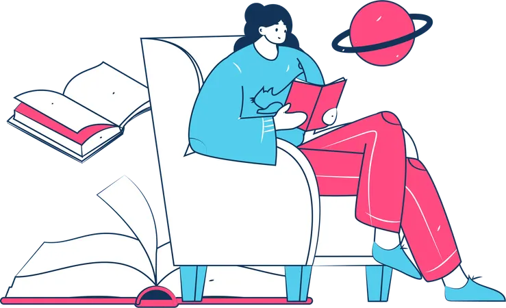 Femme lisant un livre  Illustration