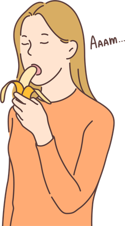 Femme mangeant une banane  Illustration