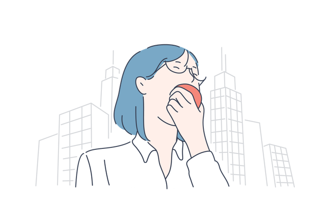 Femme mangeant une pomme  Illustration