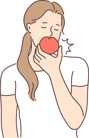 Femme mangeant une pomme  Illustration