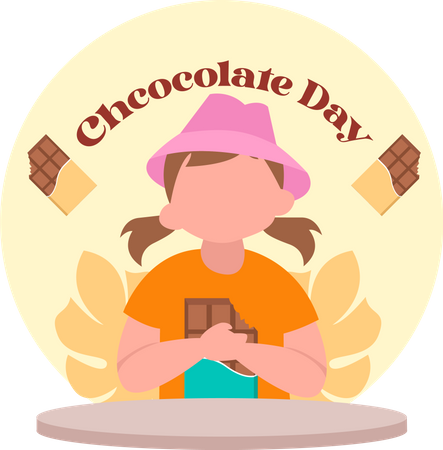 Femme mangeant du chocolat  Illustration