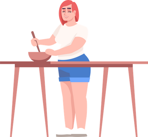 Femme mangeant un repas sain  Illustration