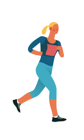 Coureuse de marathon féminine courant dans la course  Illustration