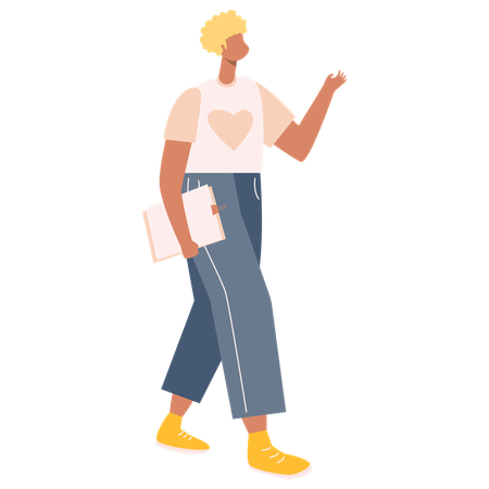 Femme marchant avec un document  Illustration