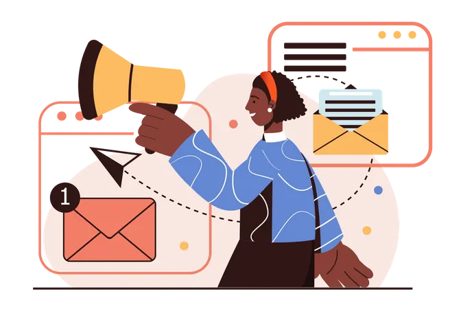 Marketing féminin via une newsletter par e-mail  Illustration