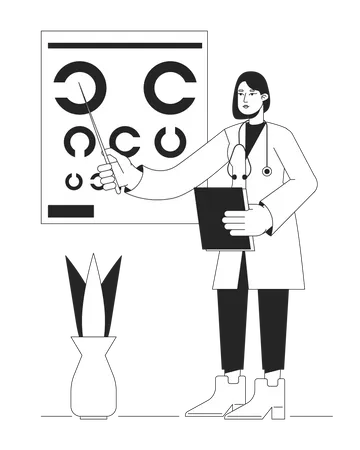 Femme médecin à la clinique d'ophtalmologie  Illustration