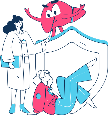 Femme médecin avec assurance médicale  Illustration