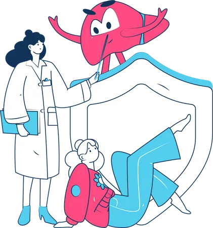 Femme médecin avec assurance médicale  Illustration