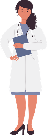 Femme médecin avec dossier  Illustration