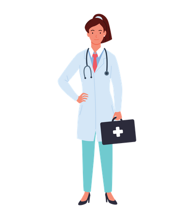 Femme médecin avec kit médical  Illustration