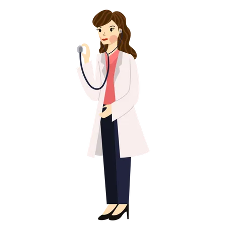 Femme médecin avec stéthoscope  Illustration