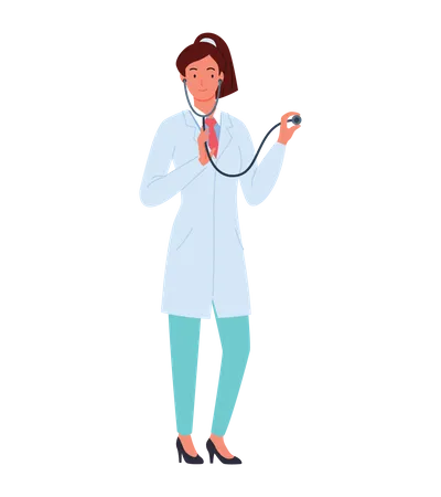 Femme médecin avec stéthoscope  Illustration