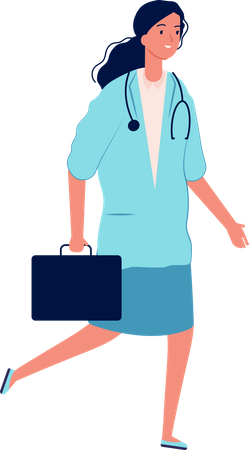 Femme médecin avec valise  Illustration