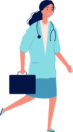 Femme médecin avec valise  Illustration