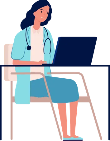 Femme médecin consultant en ligne  Illustration