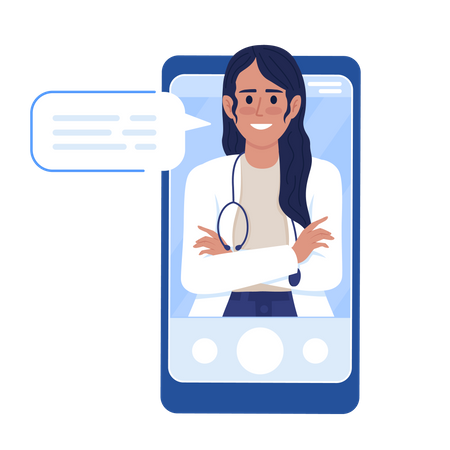 Femme médecin dans un smartphone  Illustration