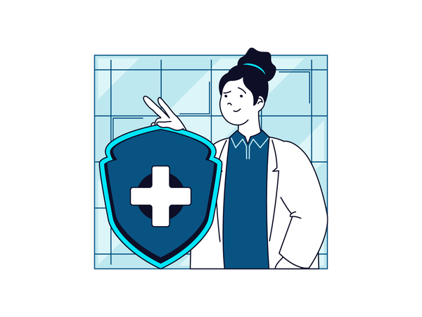 Femme médecin donnant une assurance santé  Illustration