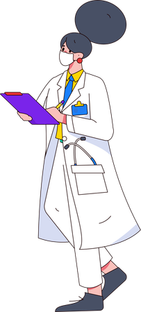 Femme médecin écrivant une note  Illustration